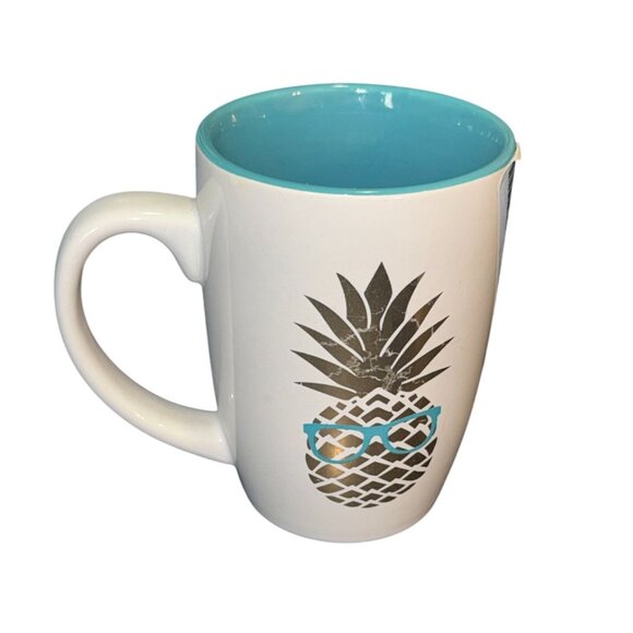 Pineapple Ceramic Coffee Mug With Blue Interior - Picture 1 of 7